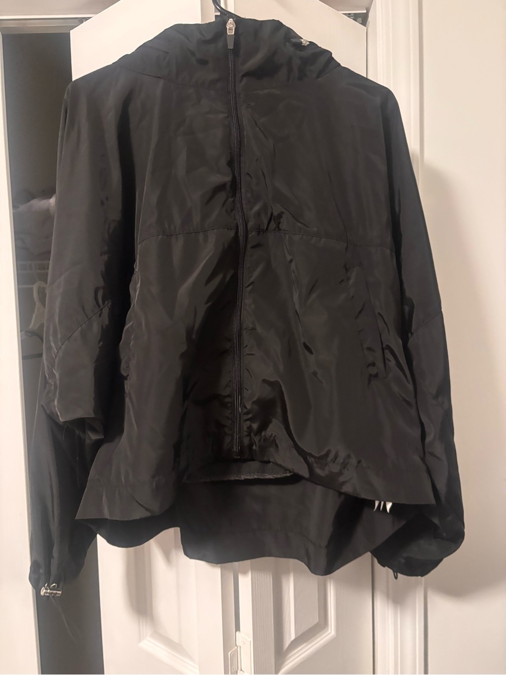 Fashion Nova Black Hooded Jacket with Label Detail